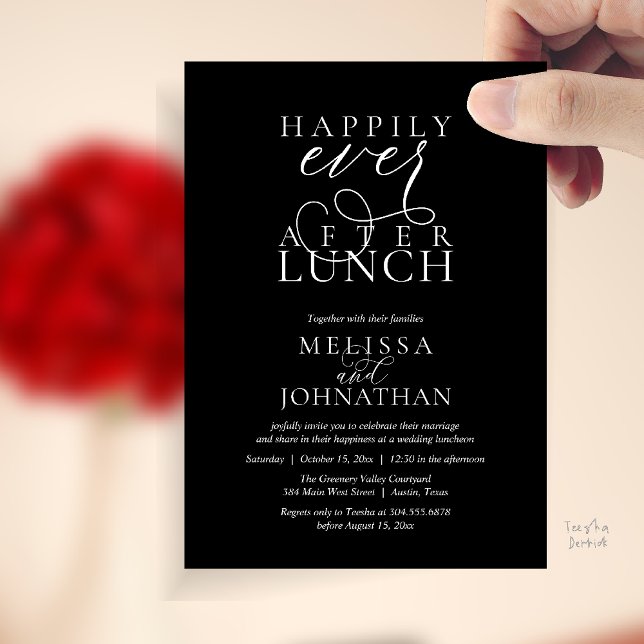 Invitation Wedding Lunch Invites, Elegant Happily Ever After (Wedding Lunch Invites, Elegant Happily Ever After Invitation Card in Black and White)