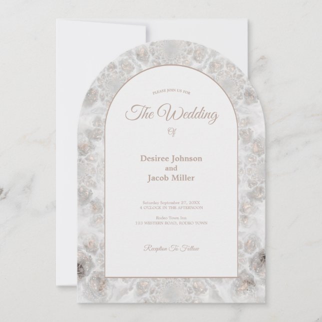 Invitation Wedding Reception Gold White Silver Elegant Arch (Devant)