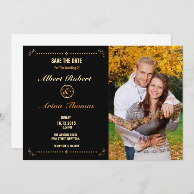 Invitation Wedding Save The Date Card Template (Devant / Derrière)