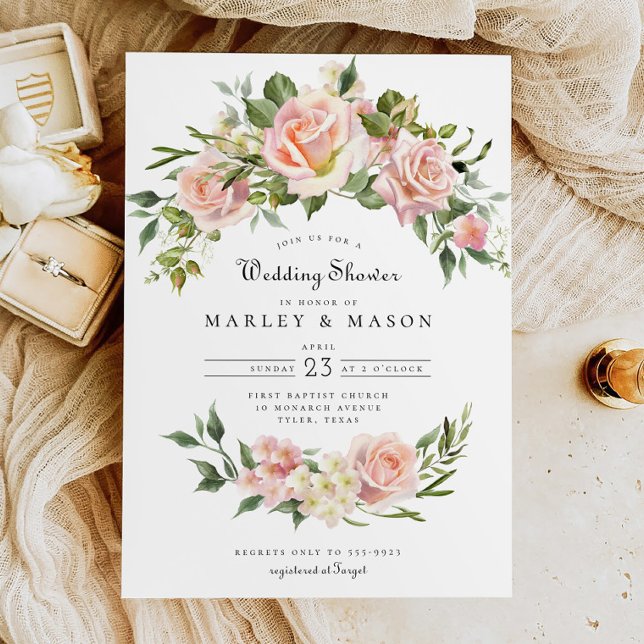Invitation Wedding shower à arc floral rose pâle (Créateur téléchargé)