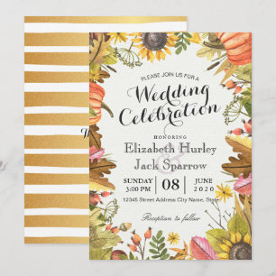 Invitation Wedding shower Automne Automne Maple Feuille Citro