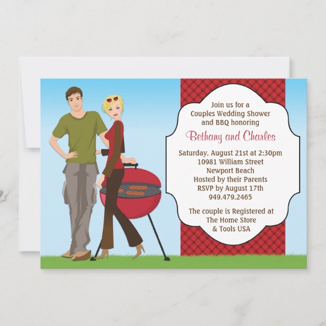 Invitation Wedding shower BBQ des couples (Devant)