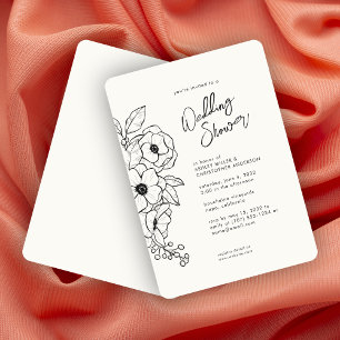 Invitation Wedding shower blanc de lait végétal végétal minim