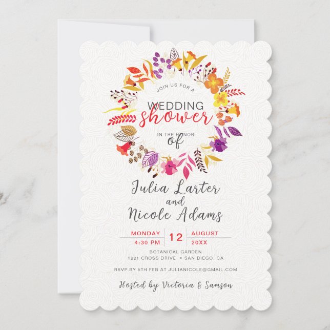 Invitation Wedding shower Boho Fleur sauvage Fall Wreath (Devant)