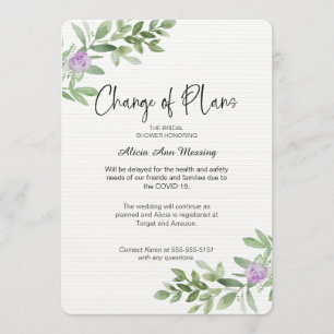 Invitation Wedding shower Changement de plan lavande