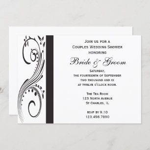 Invitation Wedding shower Couples de Black and White