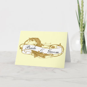 Invitation Wedding shower Couples feuille or