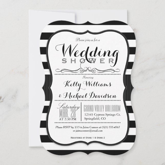 Invitation Wedding shower Couples noirs et blancs (Devant)