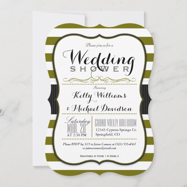 Invitation Wedding shower Couples vert et blanc olive (Devant)