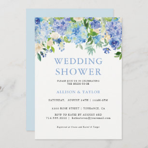 Invitation Wedding shower d'aquarelle bleu Hydrangea