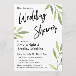 Invitation Wedding shower d'aquarelle verte
