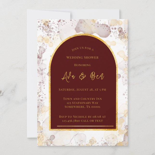 Invitation Wedding shower d'arche d'encre d'alcool Bourgogne  (Devant)