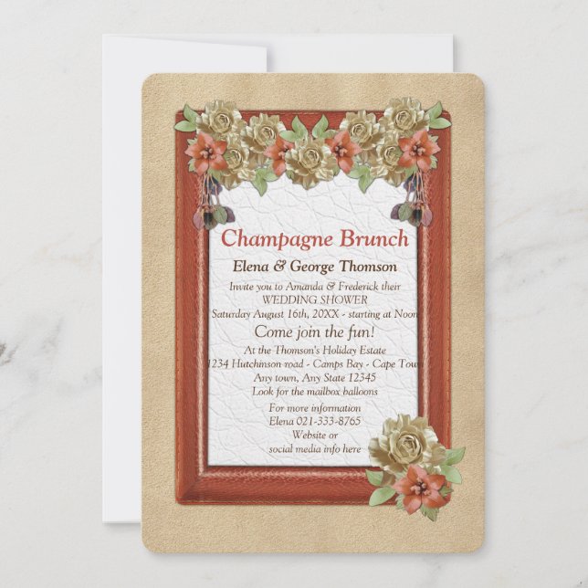 Invitation Wedding shower d'art en cuir et daim (Devant)