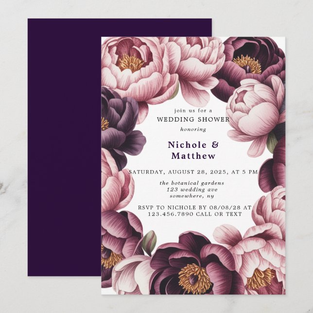 Invitation Wedding shower de courge à pois brun et à pois de  (Devant / Derrière)