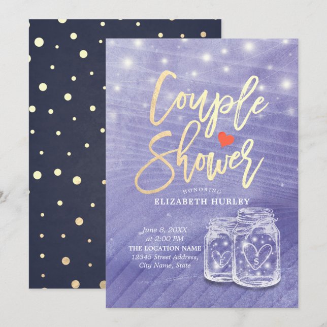 Invitation Wedding shower de douche Mason Jars Couple (Devant / Derrière)