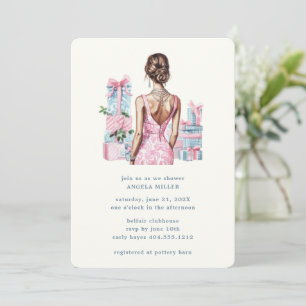 Invitation Wedding shower de Fête des mariées d'aquarelle ros
