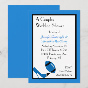 Invitation Wedding shower de football Blue & Black