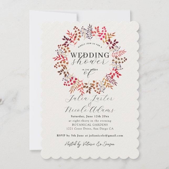 Invitation Wedding shower de gerbe de feuille d'eucalyptus bo (Devant)