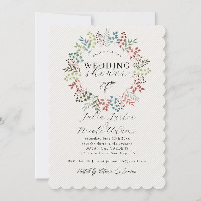 Invitation Wedding shower de gerbe de feuille d'eucalyptus bo (Devant)