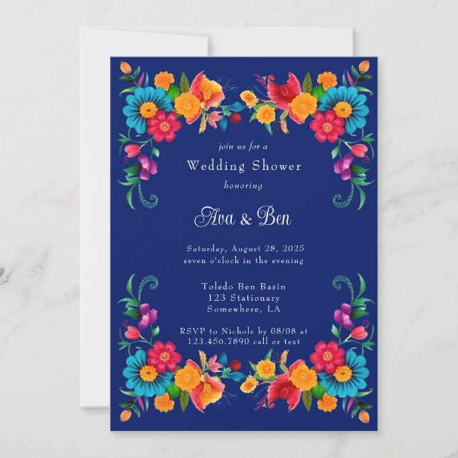 Invitation Wedding shower de la Fiesta mexicaine bleue et col (Devant)