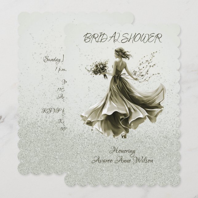 Invitation Wedding shower de la mariée ignorée Brown Monotone (Devant / Derrière)