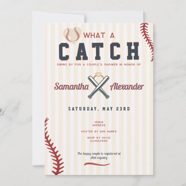 Invitation Wedding shower de la partie d'engagement de baseba (Devant)