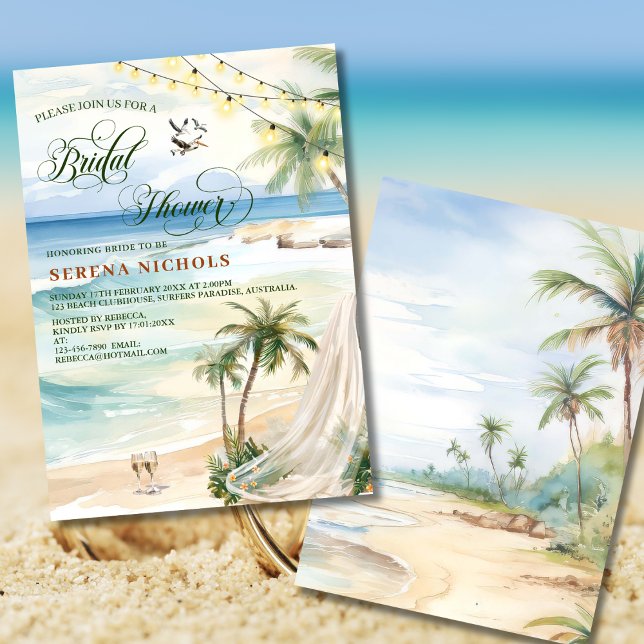 Invitation Wedding shower de la plage tropicale Hen Party (Créateur téléchargé)