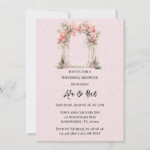 Invitation Wedding shower de l'église de l'arc floral rose