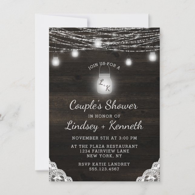 Invitation Wedding shower de Oak Ridge Rustic Wood Couple (Devant)