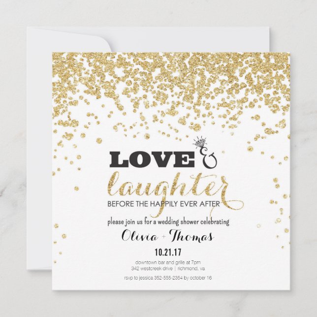 Invitation Wedding shower de Parties scintillant d'or Love &  (Devant)