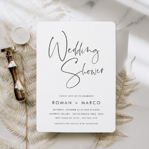 Invitation Wedding shower de script manuscrit minimal moderne