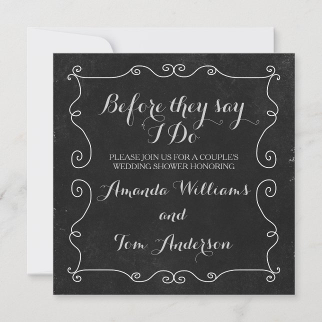 Invitation Wedding shower de style tableau de bord noir et bl (Devant)