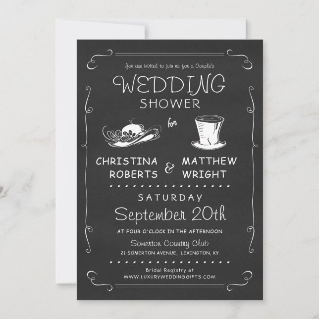Invitation Wedding shower de Top Hat Couple (Devant)