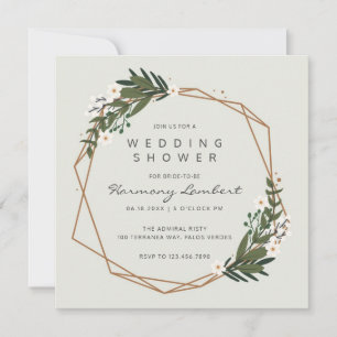 Invitation Wedding shower de verdure géométrique moderne
