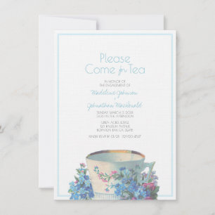 Invitation wedding shower d'enseignement vintage ou bleu fian