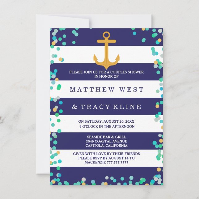 Invitation Wedding shower des couples de branches et de point (Devant)