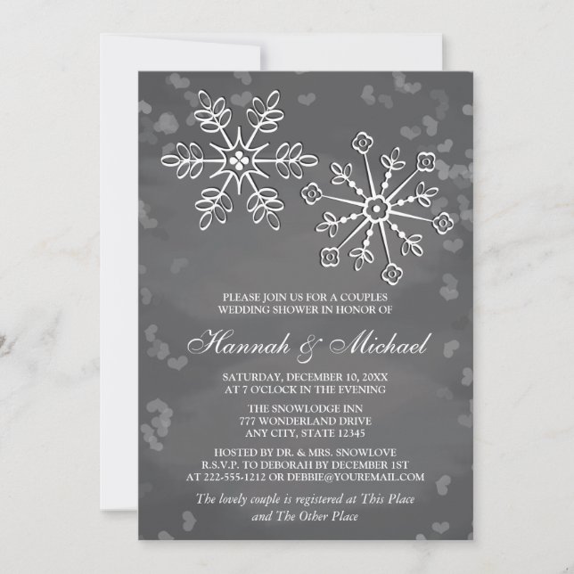 INVITATION WEDDING SHOWER DES COUPLES DE CHALKBOARD SNOWFLAKE (Devant)
