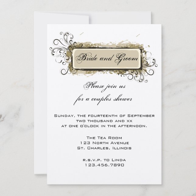 Invitation Wedding shower des couples floraux Abst (Devant)