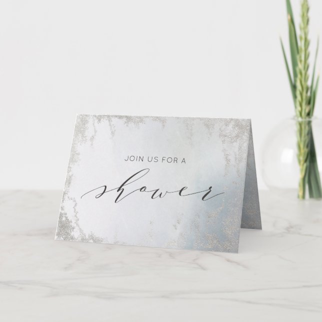 Invitation Wedding shower du couple bleu Ombre Dusty (Devant)