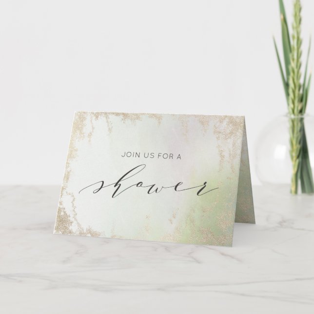 Invitation Wedding shower du couple d'or Ombre Spring Green (Devant)