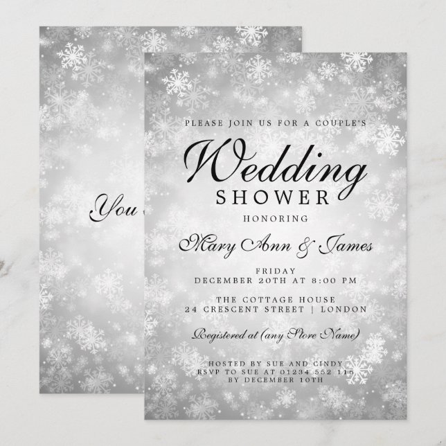 Invitation Wedding shower du couple Silver Winter Wonderland (Devant / Derrière)