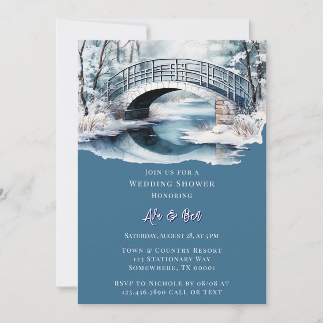 Invitation Wedding shower du pont du cours d'eau de la campag (Devant)