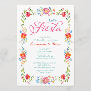 Invitation Wedding shower Fiesta Flowers 5x7