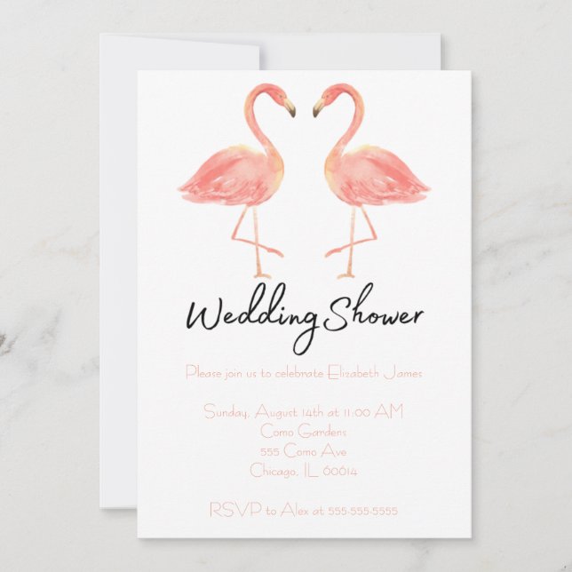 Invitation Wedding shower Flamant rose (Devant)