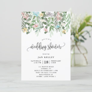 Invitation Wedding shower floral, Aquarelle Fleurs de chalet