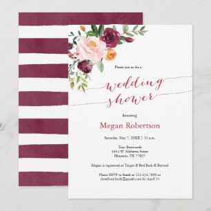 Invitation Wedding shower floral du Marsala rouge de Bourgogn