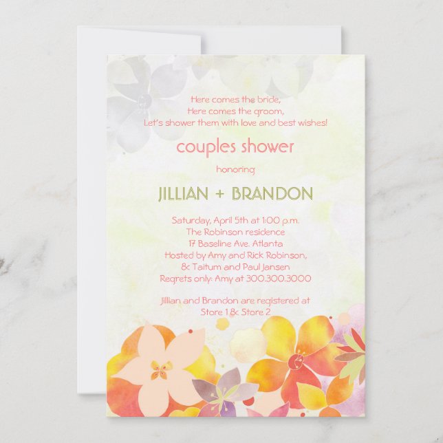Invitation Wedding shower Garden Floral Couples (Devant)