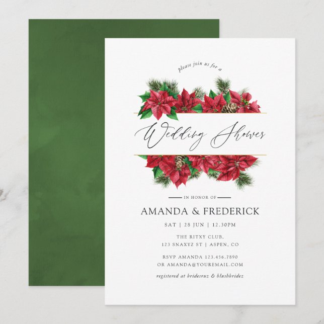 Invitation Wedding shower géométrique de Noël aquarelle (Devant / Derrière)