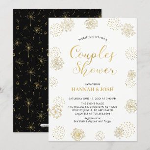 Invitation Wedding shower Gold & Black Modern Design Couples