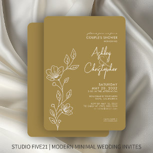Invitation Wedding shower Gold Outline moderne